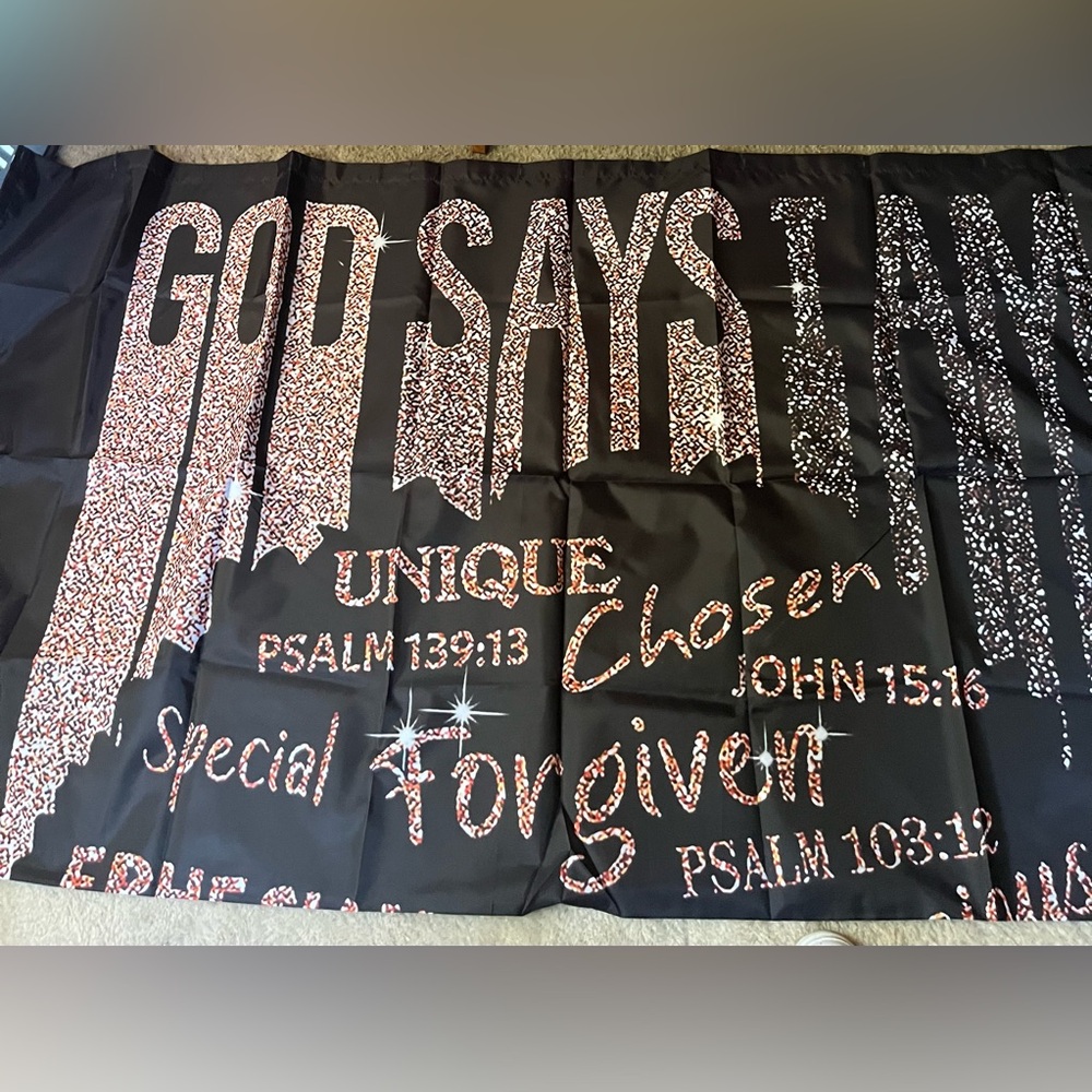 5 piece of God, inspirational shower curtain set